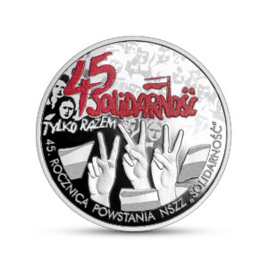 45. rocznica powstania NSZZ „Solidarność”, 10 zł, rewers